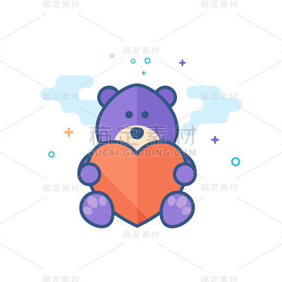 Flat Color Icon - Teddy love