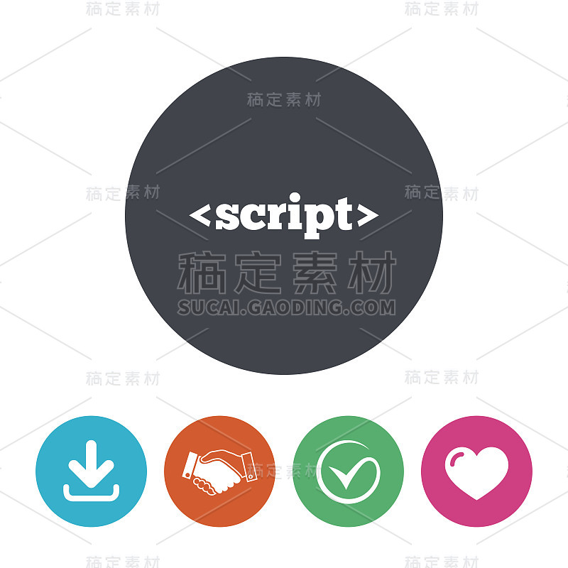 脚本标志图标。Javascript代码符号