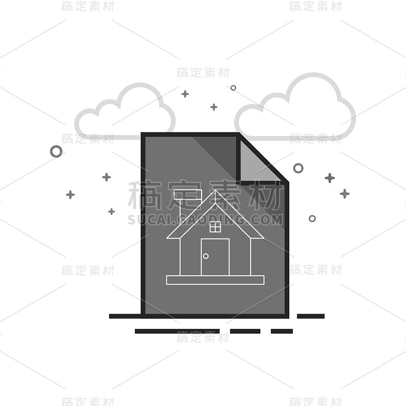 Flat Grayscale Icon - House blueprint