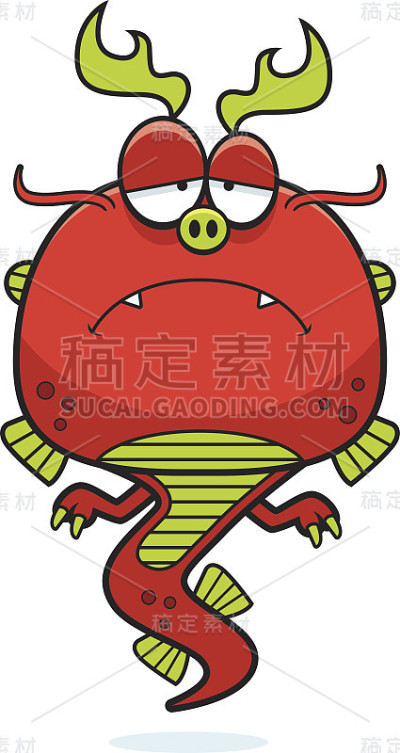 悲伤的卡通中国龙