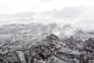 火山Tolbachik。熔岩领域