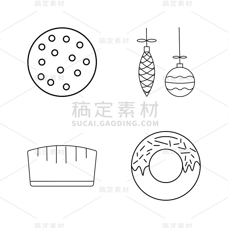 食物和饮料线性图标设置