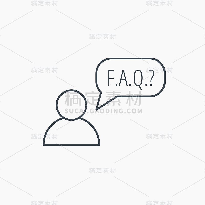 FAQ服务图标。支持语音气泡标志。