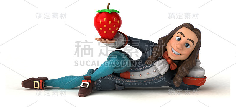 3D插图的卡通人在历史巴洛克服装