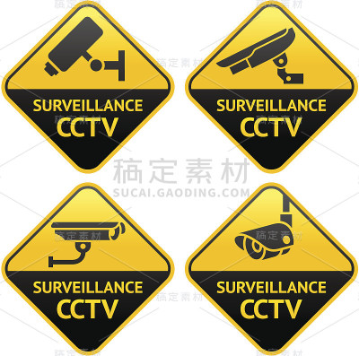 监控摄像象形图，监控录像，设置闭路电视标志