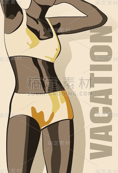 美丽性感的健身女孩。矢量图