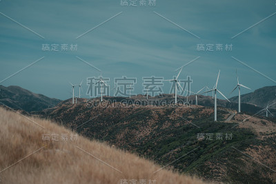 风景与风力涡轮机农场在惠灵顿