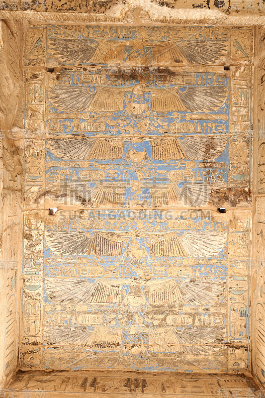 埃及象形文字在Medinet Habu神庙，卢克索，埃及