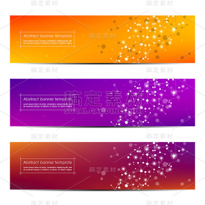 科技横幅。DNA分子结构背景。科技观念。矢量图