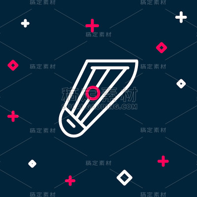 线形乐器脚图标孤立在蓝色背景上。色彩斑斓的轮廓的概念。向量