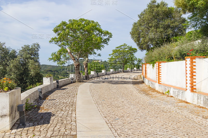 通往圣地亚哥的Igreja Matriz教堂和城堡的街道