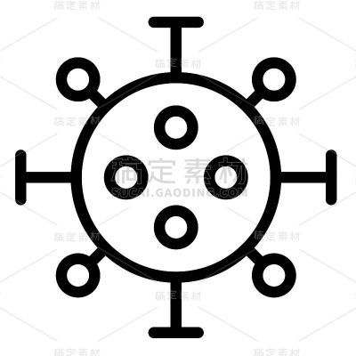 病毒或细菌矢量插图，线条样式图标