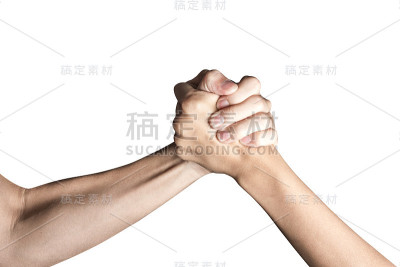 张开手，准备帮助或接受。手势孤立在白色背景与裁剪路径。