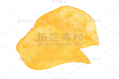 薯片在孤立的白色背景上的特写