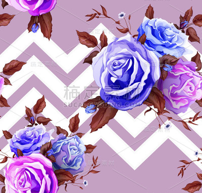矢车菊花型无缝花纹