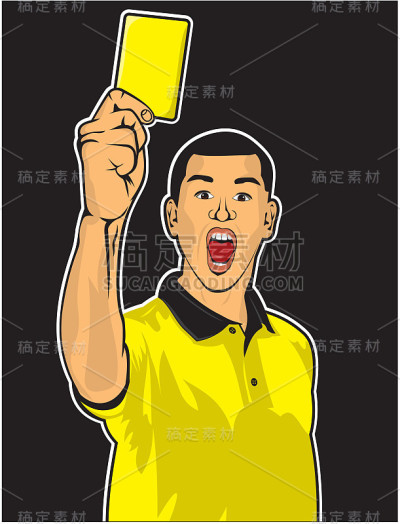 足球裁判出示黄牌