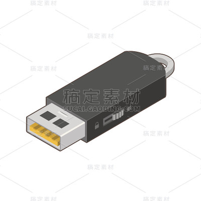 u盘，黑色矢量图