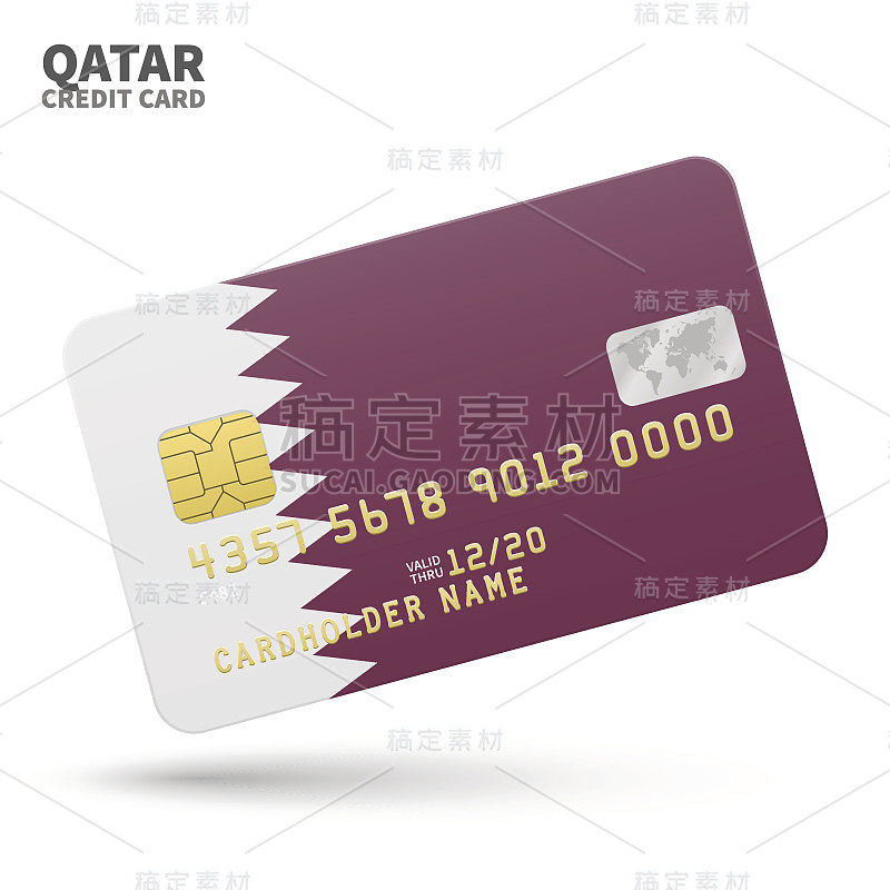 Credit card with Qatar flag background for bank, p