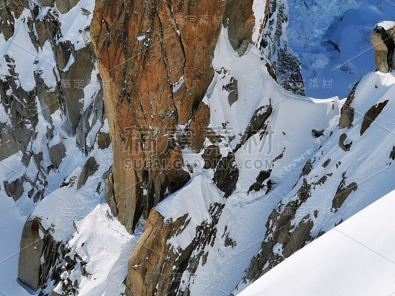 Chamonix Aiguille du midi法国勃朗山山脉滑雪滑雪单板滑雪