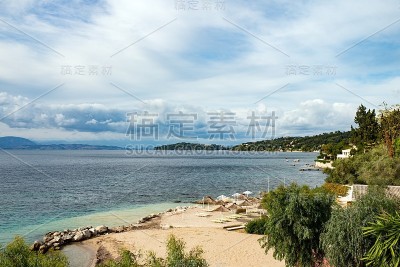 希腊科孚岛的沙滩