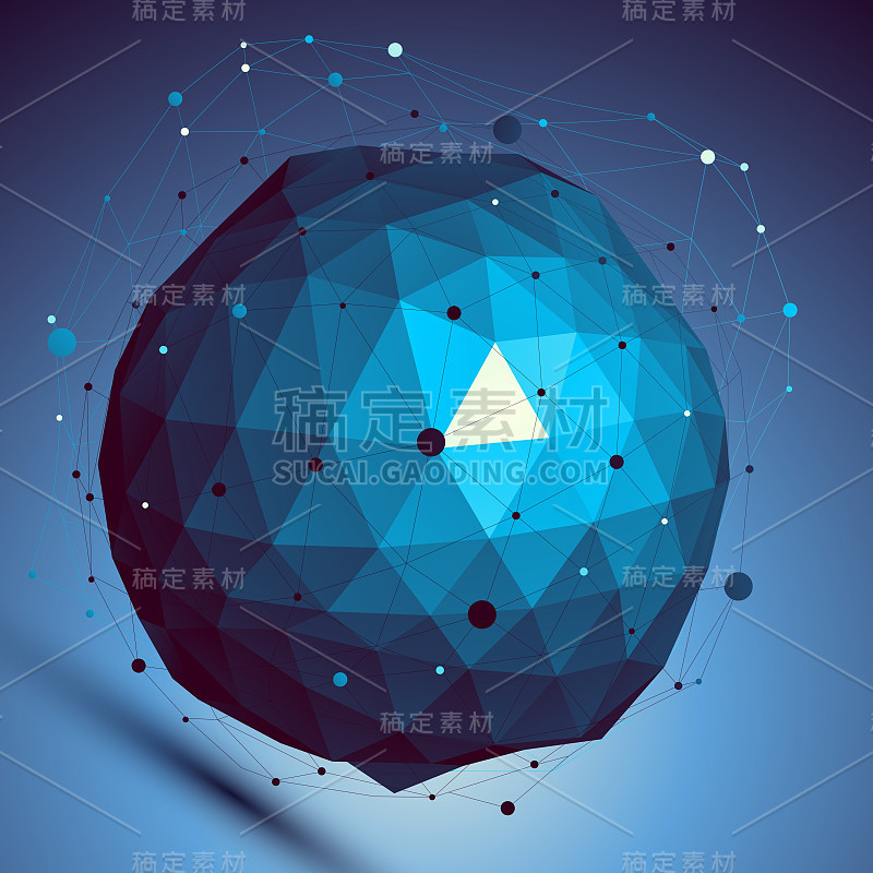 蓝色空间矢量数字格子背景，立体技术