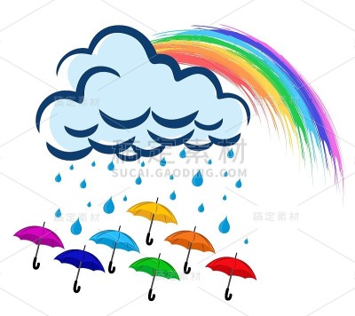 彩虹,下雨了。