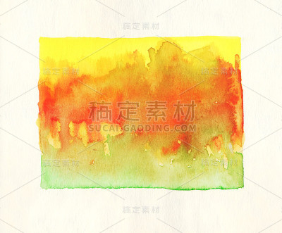 黄橙绿水彩背景。抽象绘画