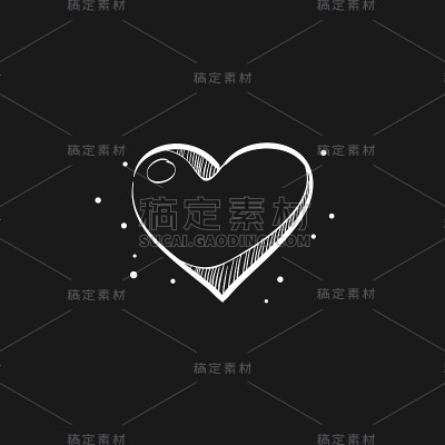 素描图标在黑色-心形状