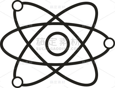 原子符号图解的科学模型。向量。白色背景上的黑色图标