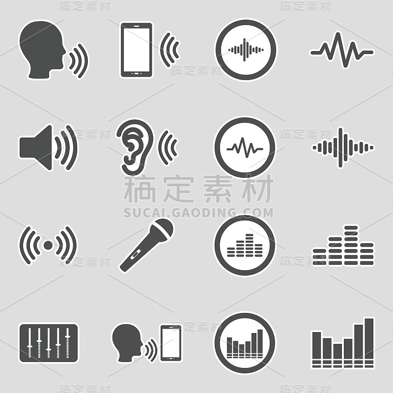 Voiceover Icons. Sticker Design. Vector Illustrati