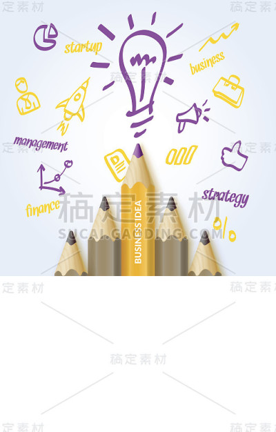 鲜艳多彩的海报商业创意与铅笔和图纸的信息图表。矢量图