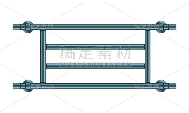 矢量插图加热毛巾轨道隔离在白色背景。逼真的金属盘管图标在平面卡通风格。现代铁制浴室中央暖气散热器。浴