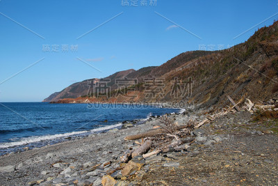 布雷顿角，新斯科舍省沿着卡伯特小径在大西洋上的加拿大海运