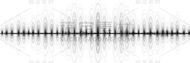 全景现代地震波在白纸背景上音频波形图概念;教育和科学设计;矢量插图。