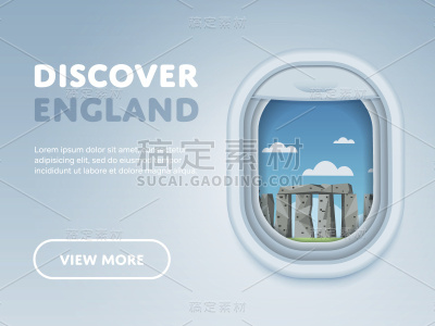 乘飞机旅行。窗户上的地标。