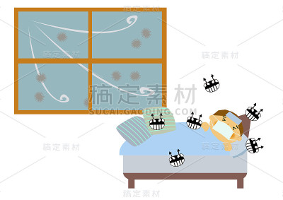 一个身体状况不佳的人的剪贴画。一个人打喷嚏的图像。一个人咳嗽的插图。流感病人正在接受流感治疗的人