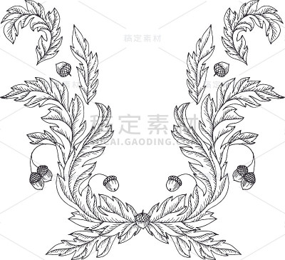 维多利亚风格的矢量设计与橡树叶和橡子