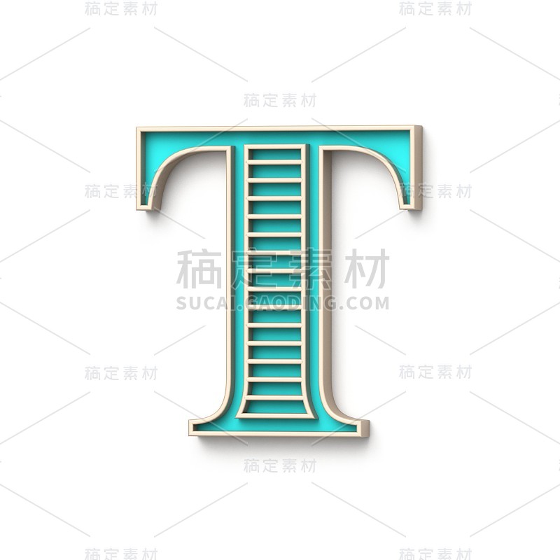 经典老式字体字母T 3D