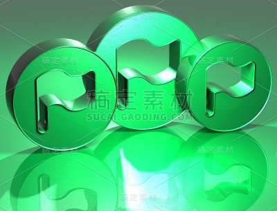 3D旗帜绿色标志