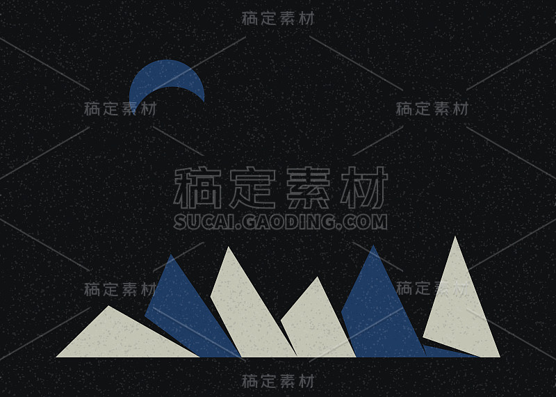 几何山脉剪影生成艺术海报插图