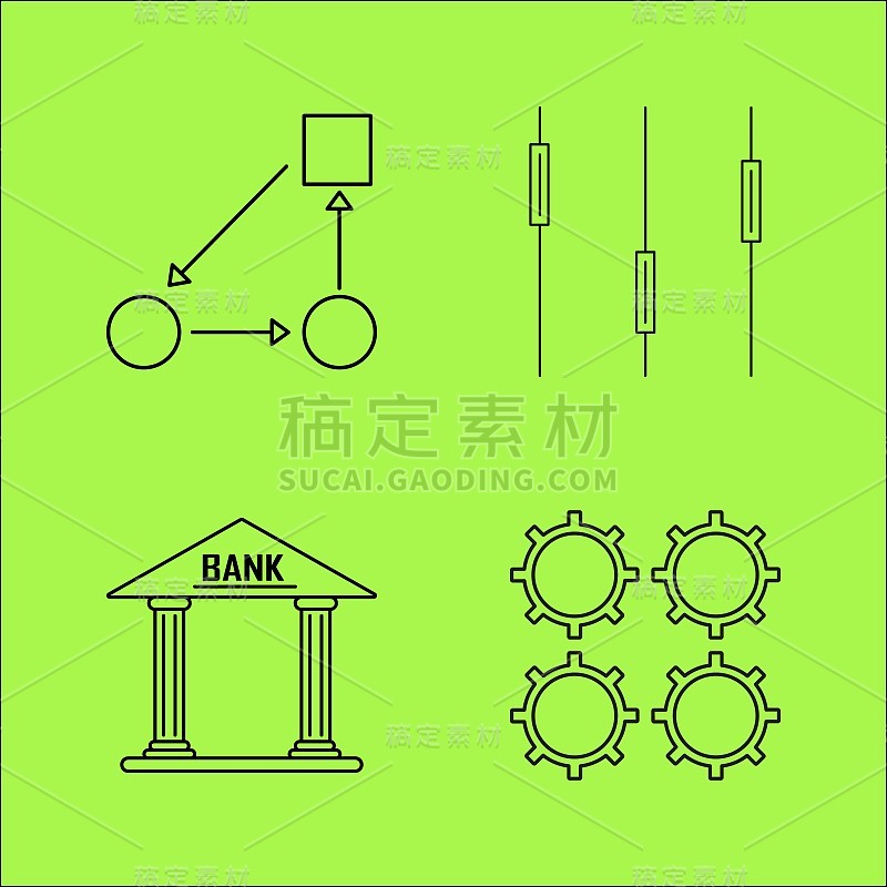 业务大纲图标集。线性图标