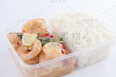 泰式外卖，柠檬酱虾配米饭