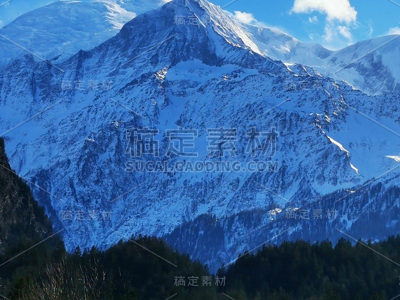 法国夏蒙尼，勃朗山，高山，滑雪，滑雪板，旅游，旅游，度假，美丽的雪冬天