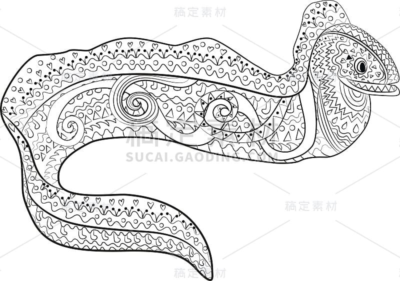 海鳗花格图案的插图。