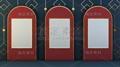 三张装饰艺术画廊的海报模型
