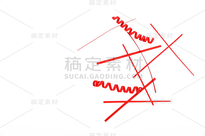 红纸片工艺装饰孤立在白色