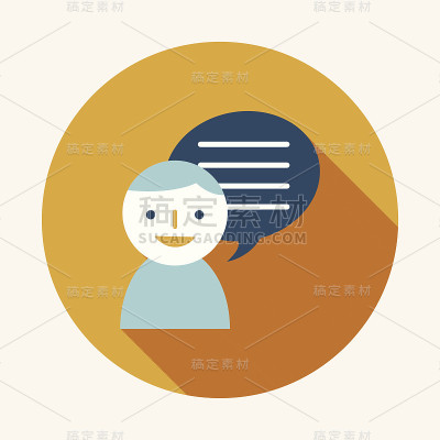 语音平面图标与长阴影