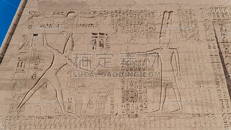 Medinet Habu神庙。埃及卢克索。位于Medinet Habu的拉美西斯三世殡仪馆是埃及卢克