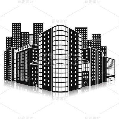 城市的街道上有许多高大的建筑物