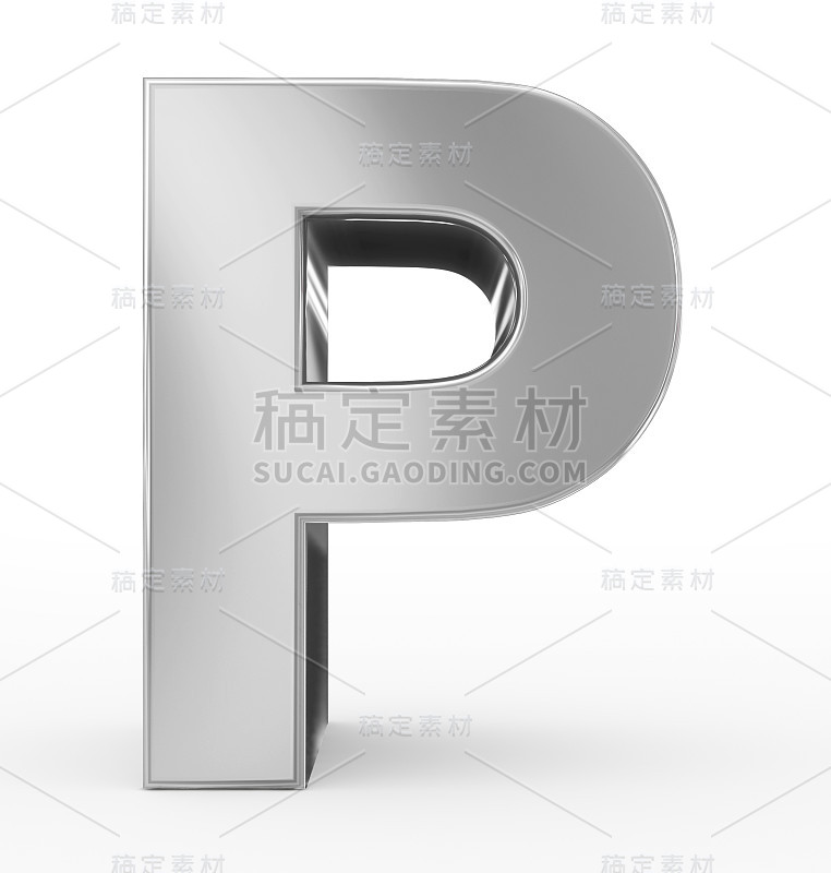 字母P 3d银孤立在白色上